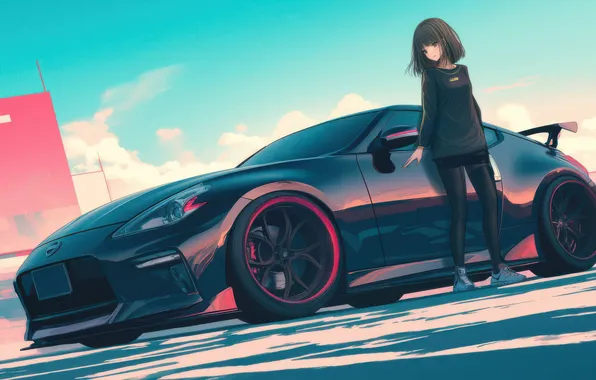 Girl, Nissan, Anime, Nissan 370z, Anime Girl, AI Art, AI Generated