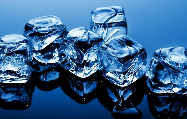 Ice, blue, cubes