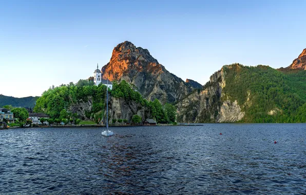 Картинка Австрия, Austria, Traunkirchen, Траункирхен, церковь Йоханниса, Озеро Траунзее, Johannis Church, Lake Traunsee