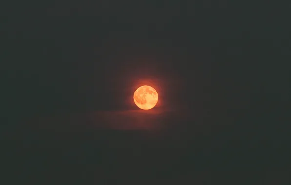 Картинка небо, облака, темнота, огонь, луна, красная луна, полная луна