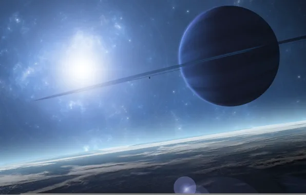 Картинка space, light, blue, planet, atmosphere, Sci Fi