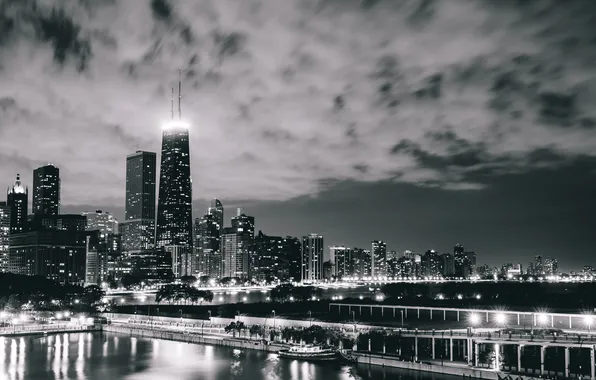 Картинка Чикаго, Небоскребы, Высота, USA, Chicago, Хмуро