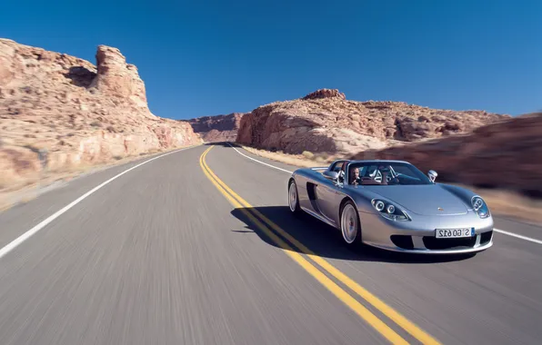 Картинка дорога, горы, Porsche, Carrera GT