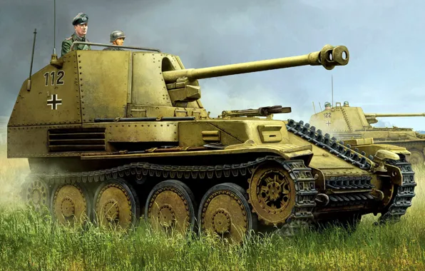 Картинка истребитель танков, самоходная артиллерийская установка, времён Второй мировой войны, Третий рейх, Marder III, лёгкая по …