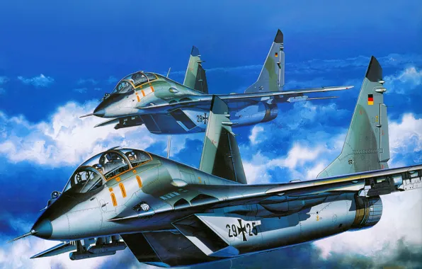 Картинка авиация, истребитель, арт, самолёт, российский, МиГ-29Уб, ВВС ФРГ