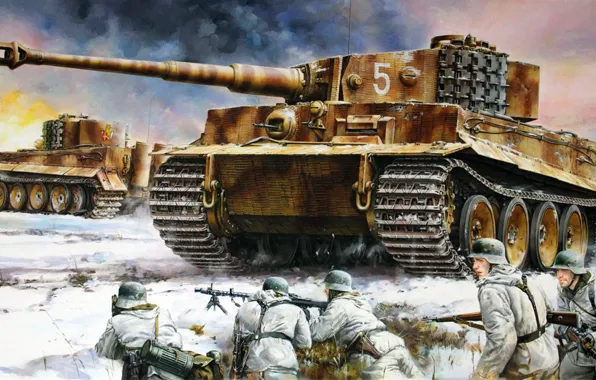 Картинка Тигр, вермахт, немецкий тяжёлый танк, Panzerkampfwagen VI Ausf. H1