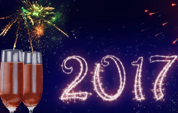 Новый Год, бокалы, new year, happy, 2017