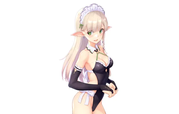 Girl, sexy, cleavage, green eyes, long hair, boobs, anime, beautiful