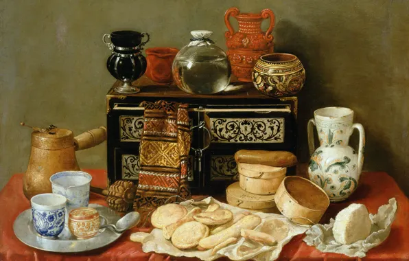 Картинка картина, Антонио Переда, Натюрморт с Ларцом из Черного Дерева, Antonio de Pereda y Salgado