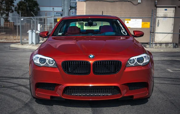 Картинка красный, bmw, бмв, red, передок, f10, спорт седан