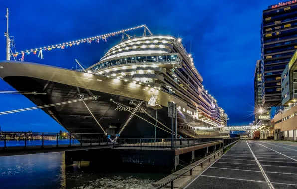 Картинка Amsterdam, Night, Cruise Ship