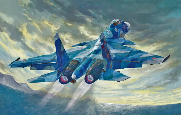 Картинка art, airplane, aviation, jet, SU33