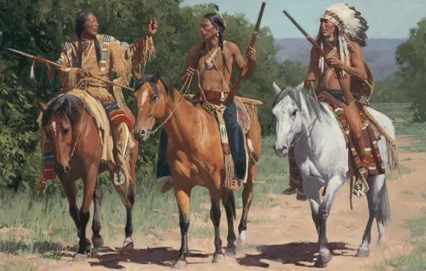 Картина, живопись, painting, Call To The Little Bighorn, Mann