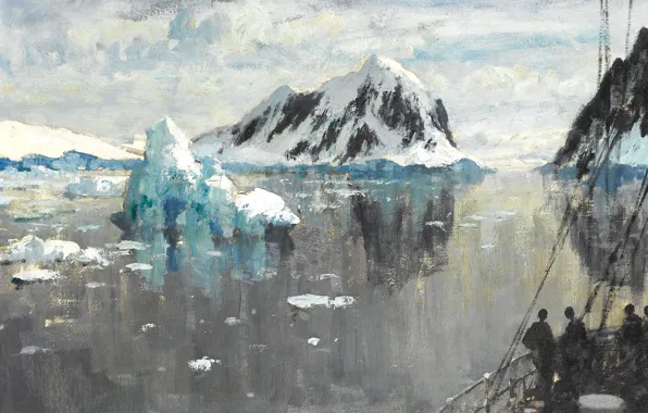 Картинка пейзаж, картина, Эдуард Сиго, Вход в Пролив Лемэра. Антарктида