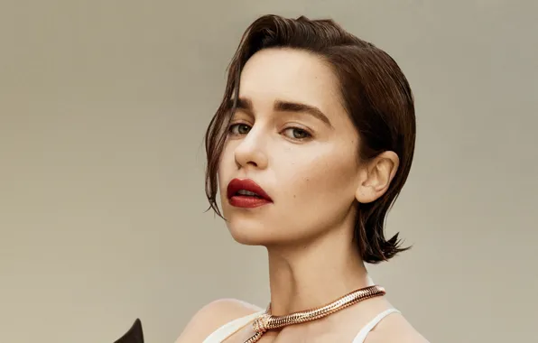Взгляд, лицо, макияж, актриса, украшение, Emilia Clarke
