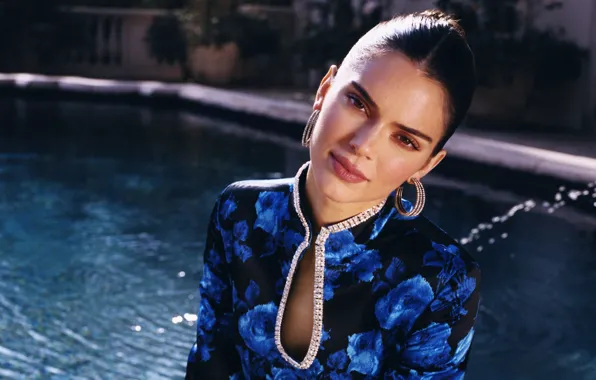 Взгляд, девушка, лицо, модель, бассейн, губы, Vogue, Kendall Jenner