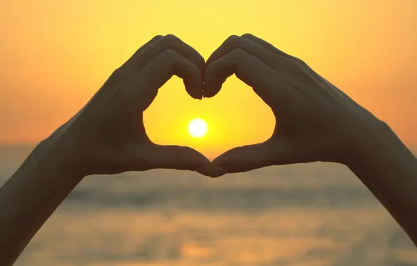 Sunset, Heart, positive message