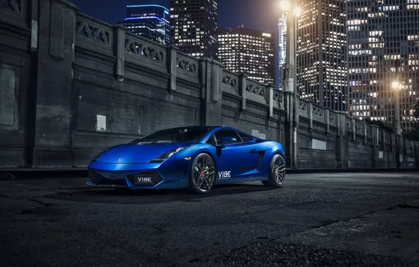 Картинка Lamborghini, Gallardo, Blue, Front, Vorsteiner, Supercar, Wheels, 105