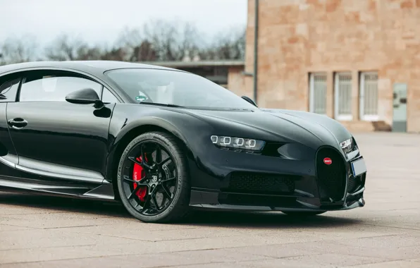 Bugatti, black, close-up, Chiron, Bugatti Chiron