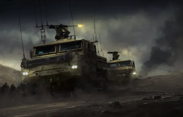 Транспорт, дым, Covering Fire