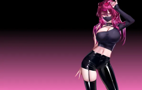 Girl, hot, sexy, boobs, anime, purple, breasts, glasses