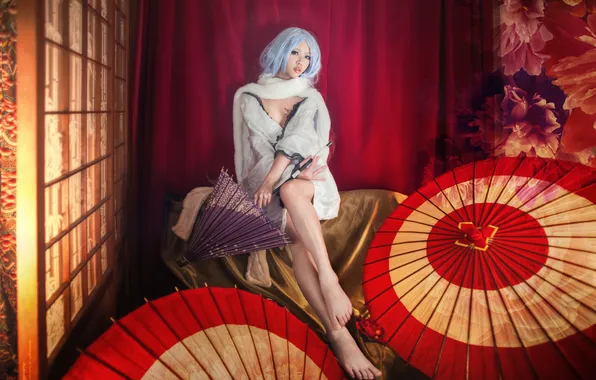 Девушка, поза, зонт