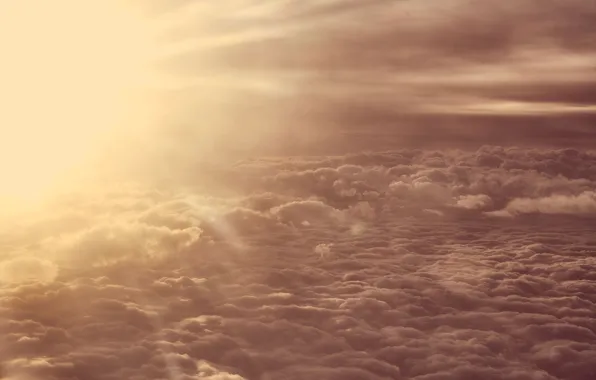 Картинка clouds, rays, sun