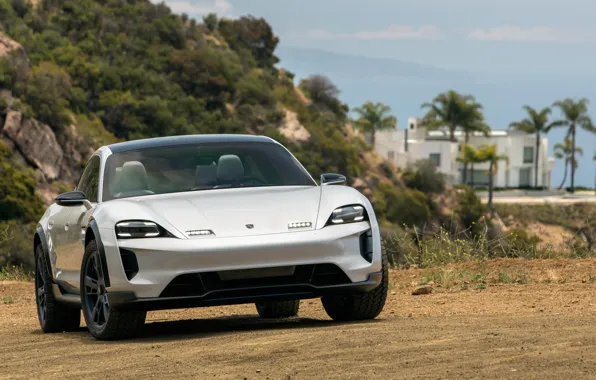 Porsche, вид спереди, 2018, Mission E, Cross Turismo
