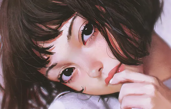 Аниме, азиатка, милашка, карие глаза, asian, cutie, asian girls, аниме девушка