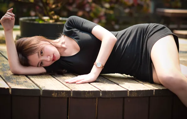 Картинка лето, девушка, лицо, платье, лежит