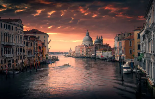 Картинка город, дома, Италия, Венеция, канал