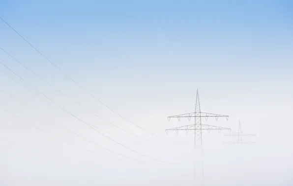 Картинка небо, туман, лэп