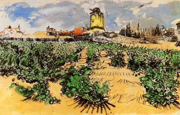 Картинка Vincent van Gogh, Daudet at Fontevielle, The Mill of Alphonse