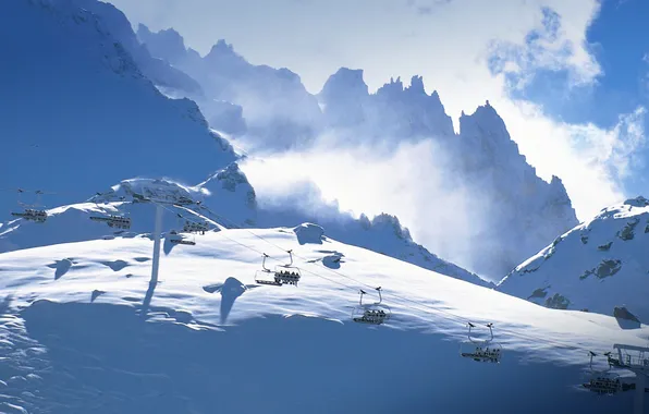 Картинка снег, горы, Франция, подъемник, Рона-Альпы, Савойя, Валь Торанс