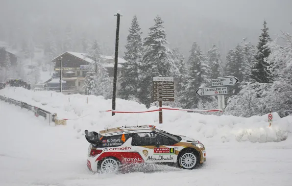 Снег, Ситроен, Citroen, DS3, WRC, Snow, Rally, Ралли