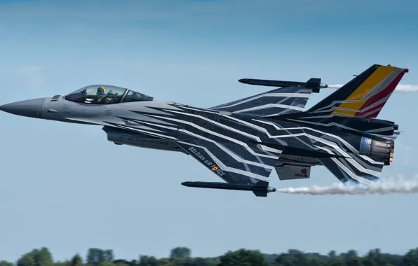 Картинка тюнинг, самолёт, боевой, General Dynamics F-16AM Fighting Falcon