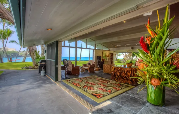 Pacific ocean, living room, home, luxury, hawaii