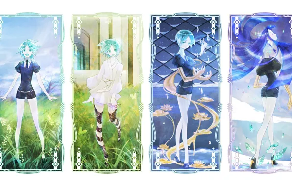 Коллаж, аниме, арт, houseki no kuni, phosphophyllite
