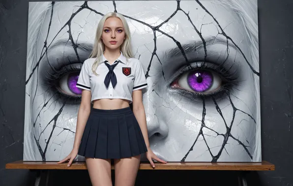 Картинка school uniform, women, AI art, Stable Diffusion