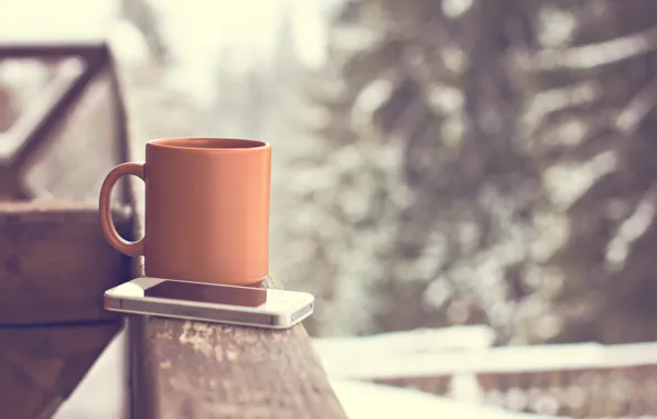 Картинка чашка, hot, winter, snow, cup, смартфон, coffee