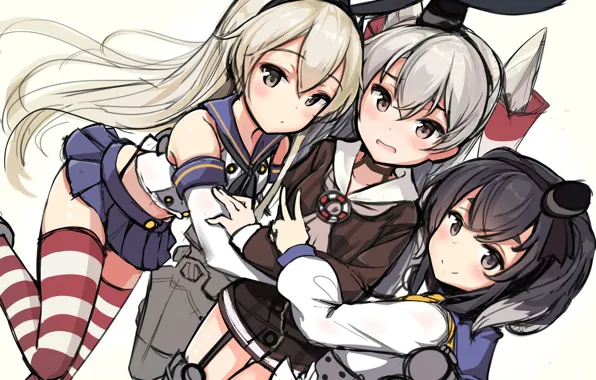 Девушки, Аниме, Трио, Kantai Collection