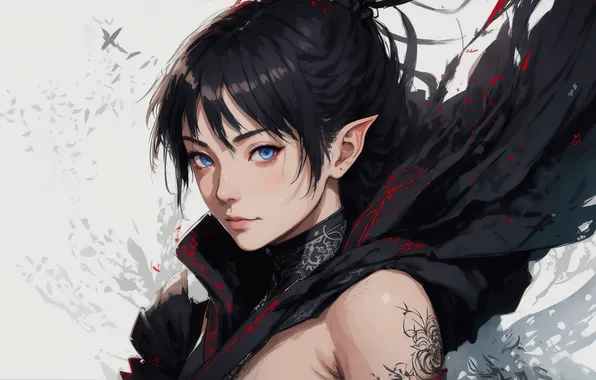 Girl, fantasy, anime, art, painting, fantasy art, cape, fantasy girl