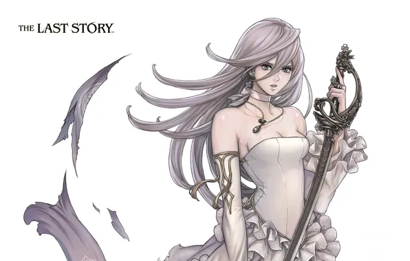 Картинка белый, девушка, игра, меч, аниме, The Last Story