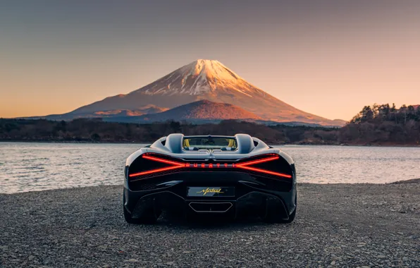 Bugatti, rear, Fuji, mount, 富士山, taillights, W16 Mistral, Bugatti W16 Mistral