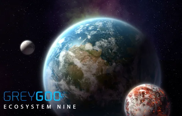 Космос, луна, Земля, greygoo, серая слизь, Petroglyph Games, grey goo, игра 2015