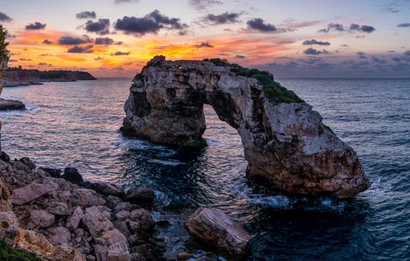 Море, пейзаж, арка, Испания, Майорка