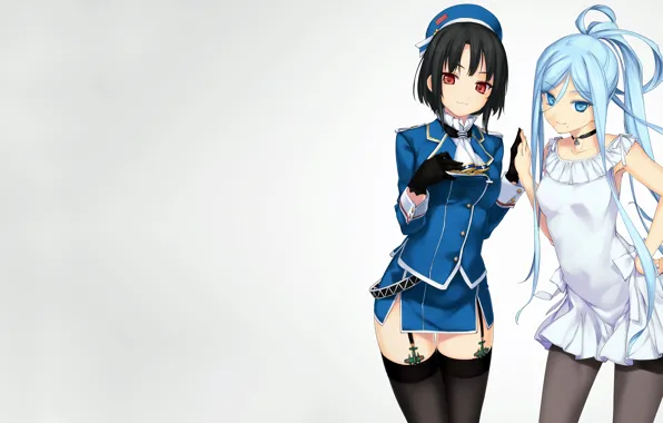 Girl, sexy, thighhighs, long hair, dress, anime, blue eyes, beautiful