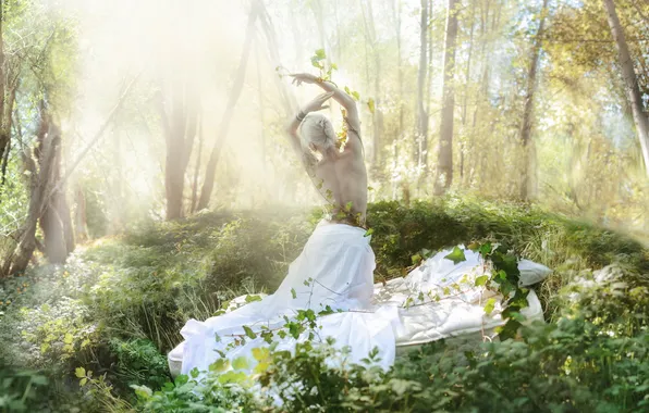 Лес, девушка, природа, настроение