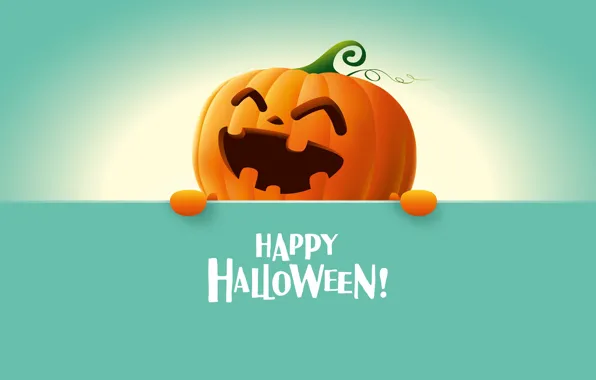 Картинка Halloween, happy, holidays, minimalism, digital art, artwork, pumpkin, smiling