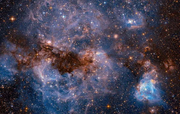 Картинка космос, звезды, НАСА, Большое Магелланово Облако, фото с Хаббл, карликовая галактика типа SBm, спутник Млечного …
